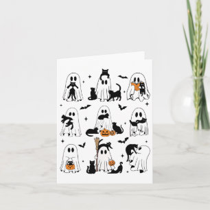 Funny Ghost Holding A Black Cat Lazy Halloween Spo Card