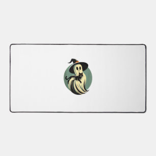 Funny Ghost Holding A Black Cat Lazy Halloween Spo Desk Mat