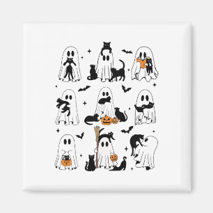 Funny Ghost Holding A Black Cat Lazy Halloween Spo Magnet