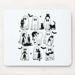 Funny Ghost Holding A Black Cat Lazy Halloween Spo Mouse Pad