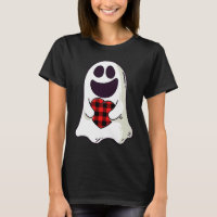 Funny Ghost Hugging Red Hearts Plaid buffalo Valen