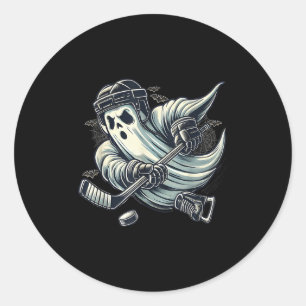 Funny Ghost Ice Hockey Player Halloween Costume Me Classic Round Sticker