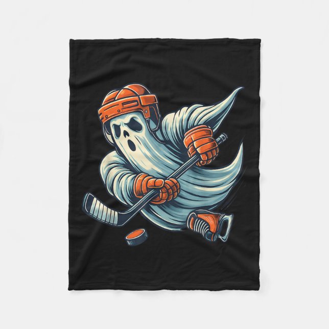 Funny Ghost Ice Hockey Player Halloween Costume Me Fleece Blanket (Front)