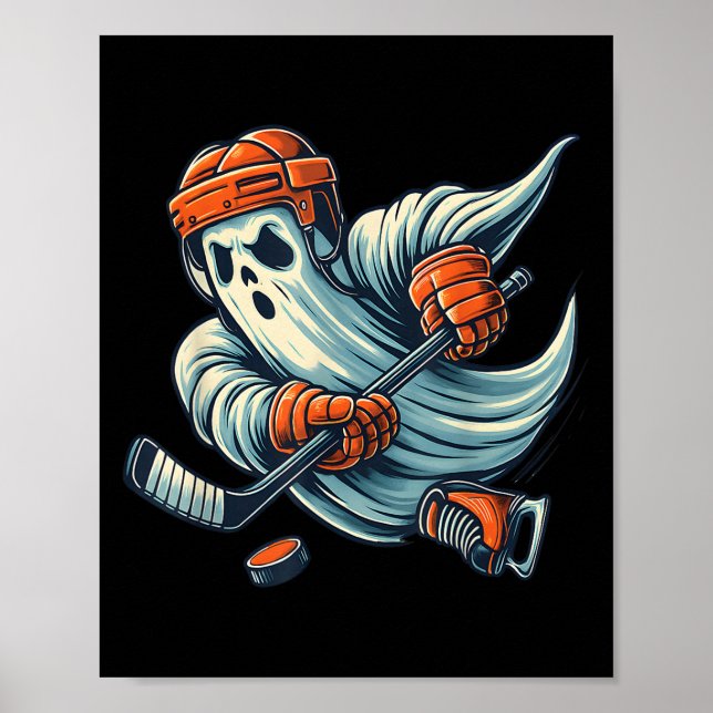 Funny Ghost Ice Hockey Player Halloween Costume Me Poster (Front)