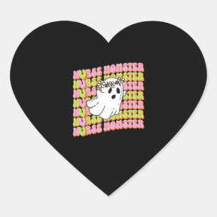 Funny Ghost Nurse Momster For Scary Mama Halloween Heart Sticker