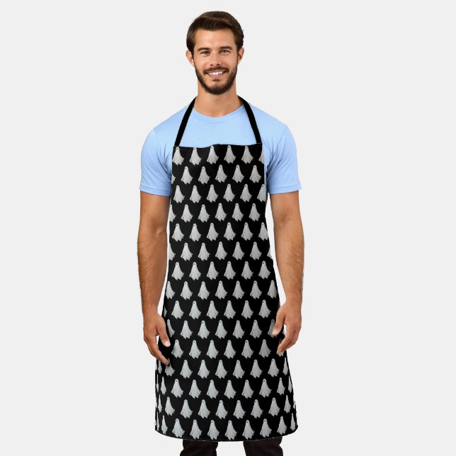 Funny Ghost Of Halloween Past Drawing Apron (Worn)