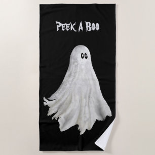Funny Ghost Of Halloween Past Drawing Beach Towel