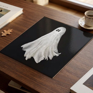 Funny Ghost Of Halloween Past Drawing Ceramic Tile