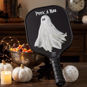 Funny Ghost Of Halloween Past Drawing Pickleball Paddle