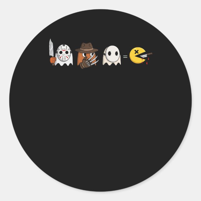 Funny ghost parody of Halloween gamers Classic Round Sticker (Front)