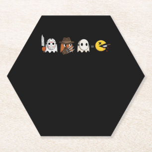 Funny ghost parody of Halloween gamers Paper Coaster