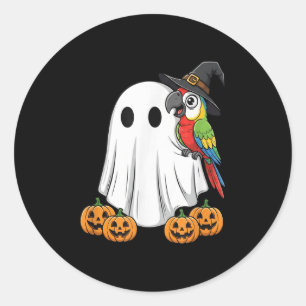 Funny Ghost Parrot Pumpkin Halloween Kids Mens Wom Classic Round Sticker