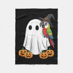 Funny Ghost Parrot Pumpkin Halloween Kids Mens Wom Fleece Blanket