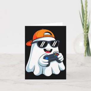 Funny Ghost Playing Video Game Halloween Gaming Bo Card