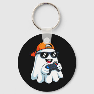 Funny Ghost Playing Video Game Halloween Gaming Bo Key Ring