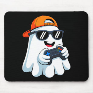 Funny Ghost Playing Video Game Halloween Gaming Bo Mouse Pad