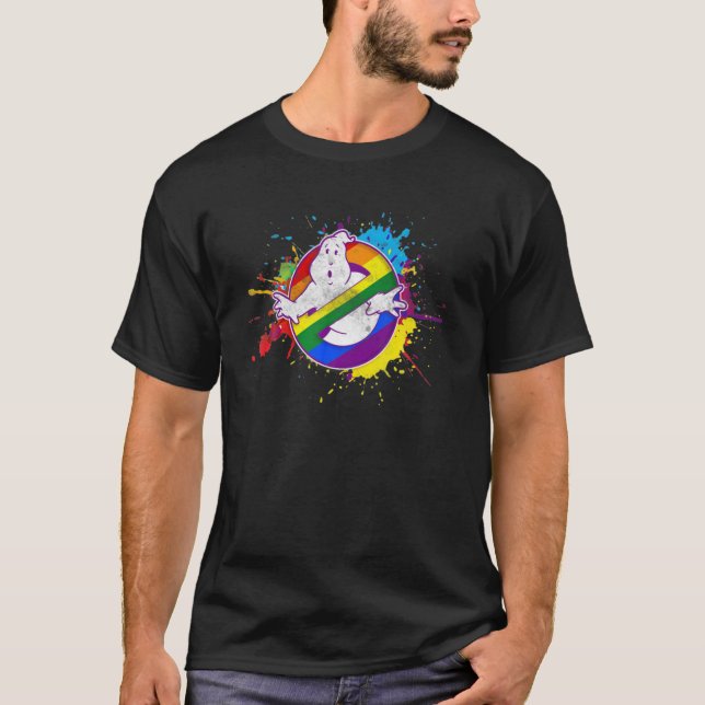 Funny Ghost Pride LGBT Rainbow Gay Lesbian Bisexua T-Shirt (Front)