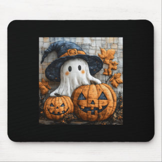 Funny Ghost Pumpkin Cute Halloween Patchwork Art 1 Mouse Pad