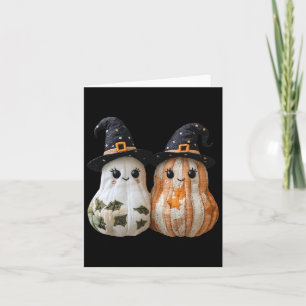Funny Ghost Pumpkin Cute Halloween Patchwork Art Card