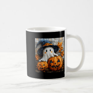 Funny Ghost Pumpkin Cute Halloween Patchwork Art Coffee Mug