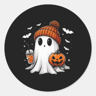 Funny Ghost Pumpkin Jack O Latern Spooky Season Ha Classic Round Sticker