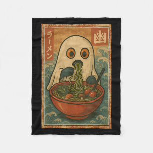 Funny Ghost Ramen Japanese Anime Retro Kawaii For Fleece Blanket