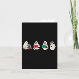 Funny Ghost Reading Books Cute Spooky Halloween Bo Card