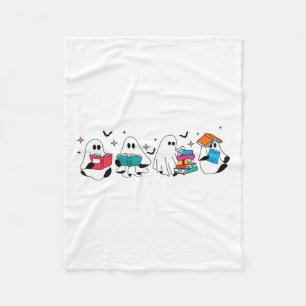 Funny Ghost Reading Books Teacher Halloween Spooky Fleece Blanket