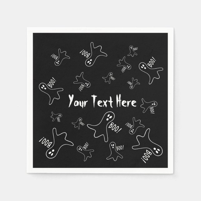 funny ghost shouting boo for halloween napkin (Front)
