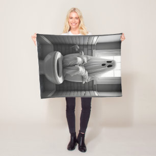Funny ghost sitting in toilet fleece blanket