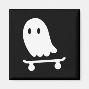 Funny Ghost Skateboard Skater Lazy Halloween Costu Magnet