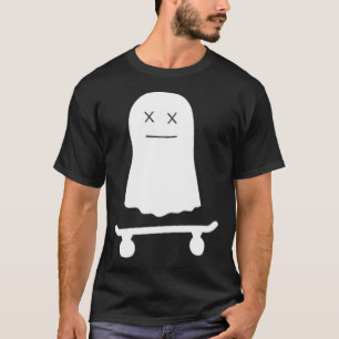 Funny Ghost Skateboard Skater Lazy Halloween Costu T-Shirt