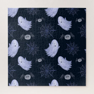 Funny Ghost Spider Halloween Pattern. Jigsaw Puzzle