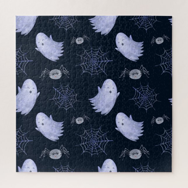 Funny Ghost Spider Halloween Pattern. Jigsaw Puzzle (Vertical)