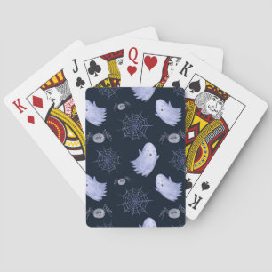 Funny Ghost Spider Halloween Pattern. Playing Cards