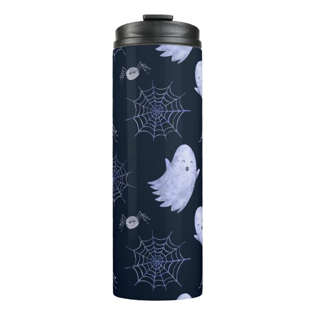 Funny Ghost Spider Halloween Pattern. Thermal Tumbler (Front)