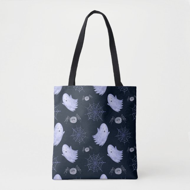 Funny Ghost Spider Halloween Pattern. Tote Bag (Front)