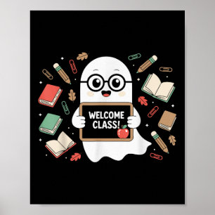 Funny Ghost Teacher Back To School Halloween Men C Poster