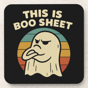 Funny Ghost "This Is Boo Sheet" Retro Halloween Coaster