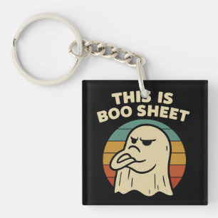 Funny Ghost "This Is Boo Sheet" Retro Halloween Key Ring