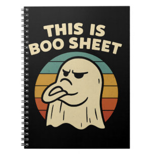 Funny Ghost "This Is Boo Sheet" Retro Halloween Notebook