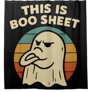Funny Ghost "This Is Boo Sheet" Retro Halloween Shower Curtain