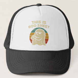 Funny Ghost "This Is Boo Sheet" Retro Halloween Trucker Hat