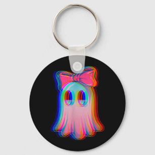 Funny Ghost Trippy Vaporwave Halloween Techno Rave Key Ring