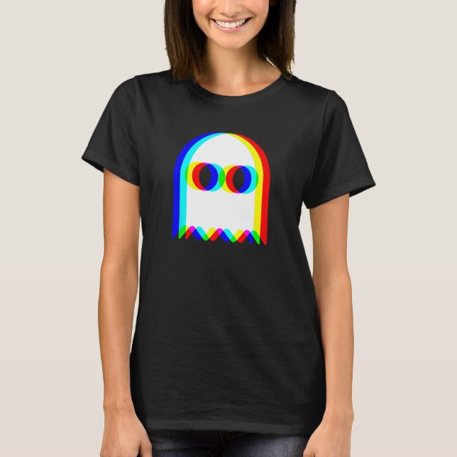 Funny Ghost Trippy Vaporwave Halloween Techno Rave T-Shirt (Front)