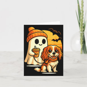 Funny ghost walking cavalier king charles dog card