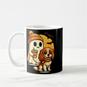 Funny Ghost Walking Cavalier King Charles Dog Coffee Mug