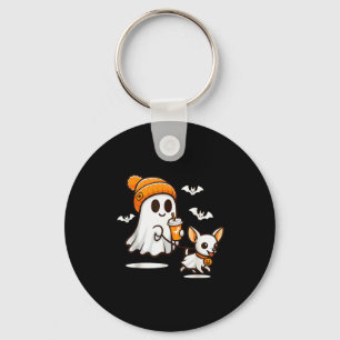 Funny Ghost Walking Chihuahua Dog Halloween Women  Key Ring