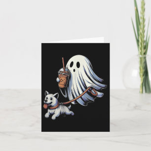 Funny Ghost Walking Dog Ghost Dog Halloween Night  Card