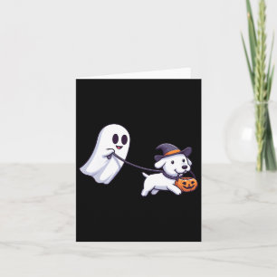 Funny Ghost Walking Dog Ghost Dog Halloween Night  Card